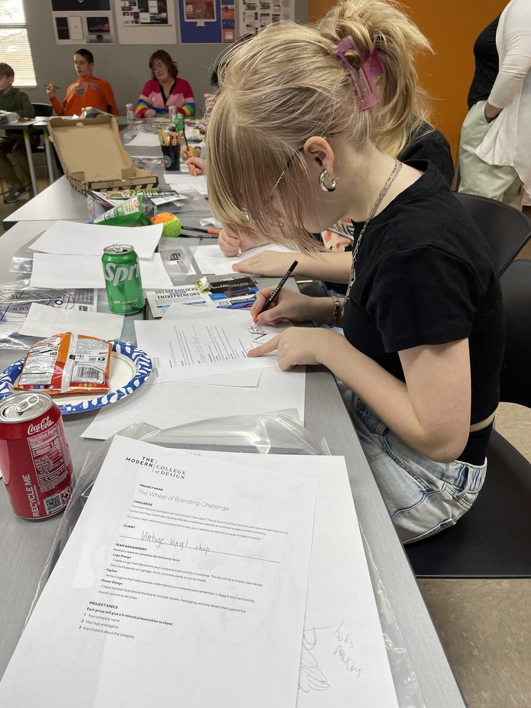 Students work on a project.