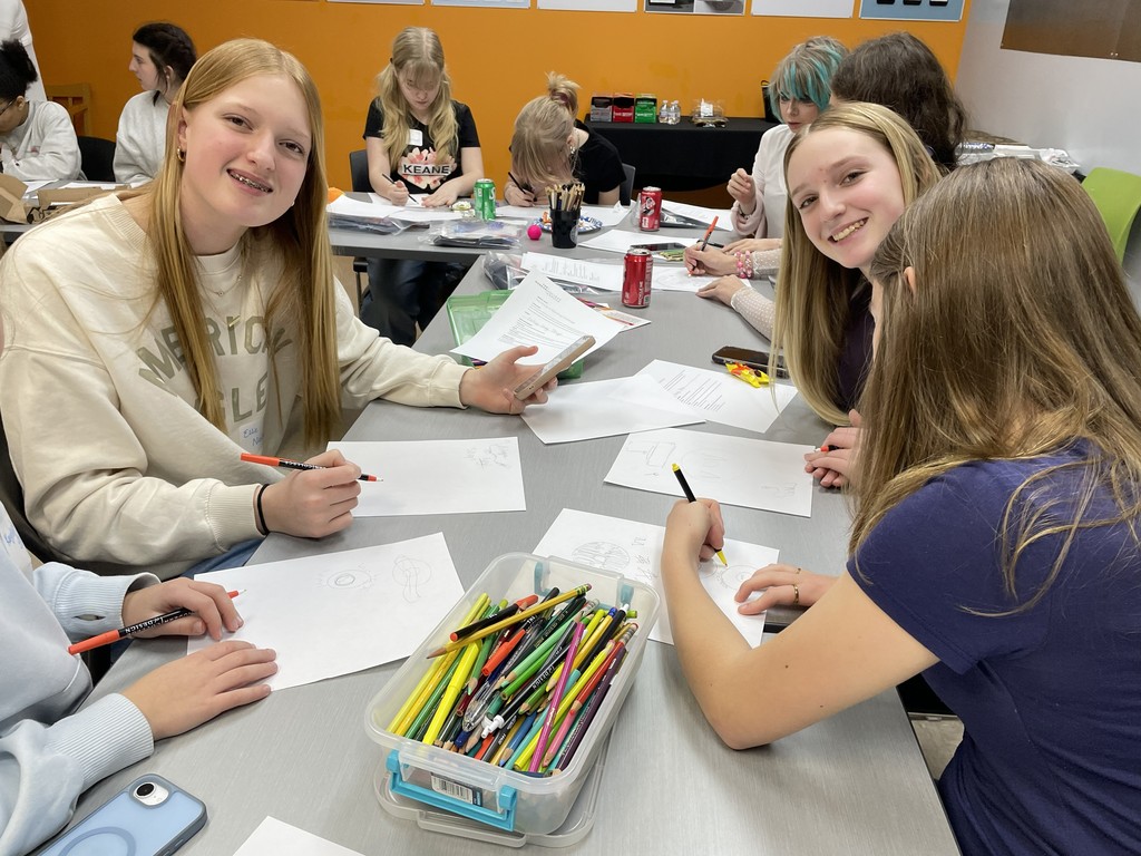 Students work on a project.