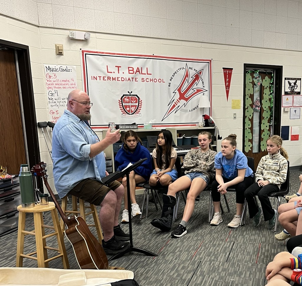 Artist in Residence at LT Ball Intermediate works with students to write an original song.  