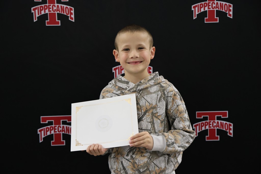 Broadway student with his certificate at the BOE meeting.