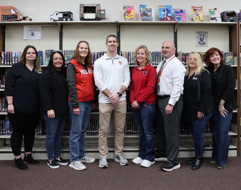 Abbey Credit Union representatives with our superintendent and three Students First Recognition honorees.