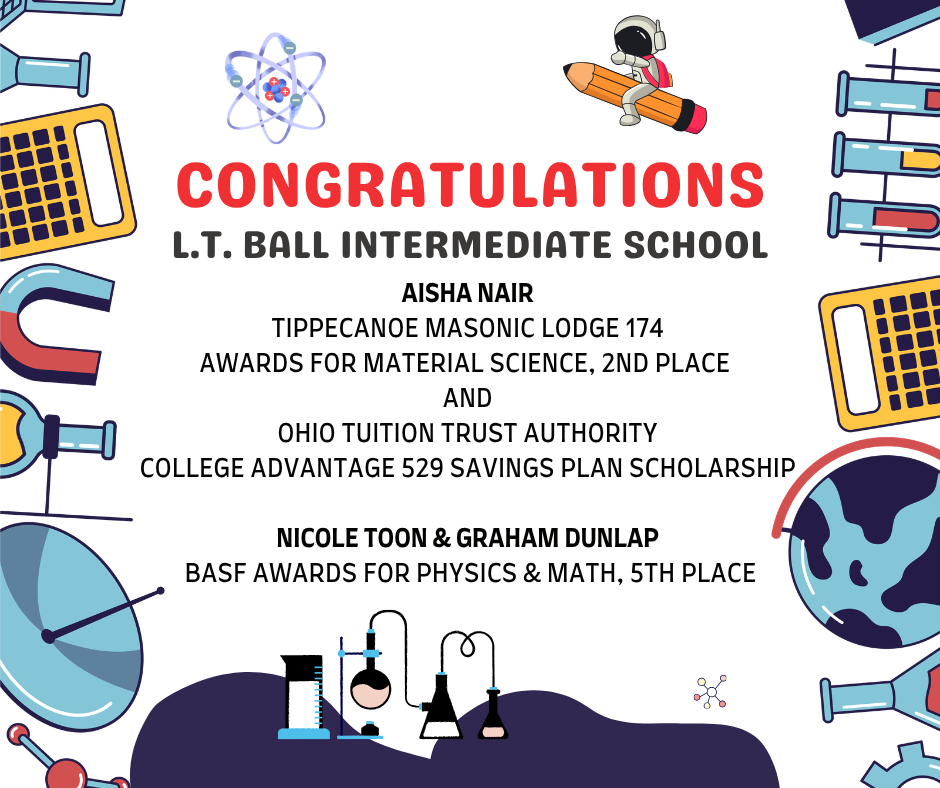 Graphic to announce the three students who earned special awards at Regional Science Day.