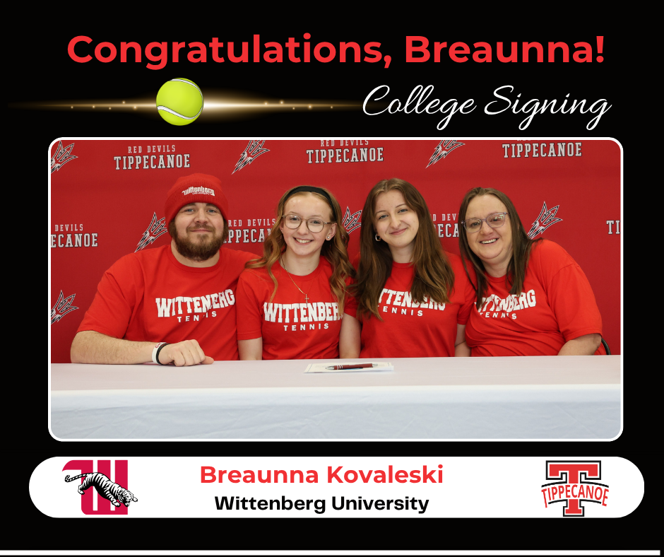 Graphic to congratulate a student on her college signing.