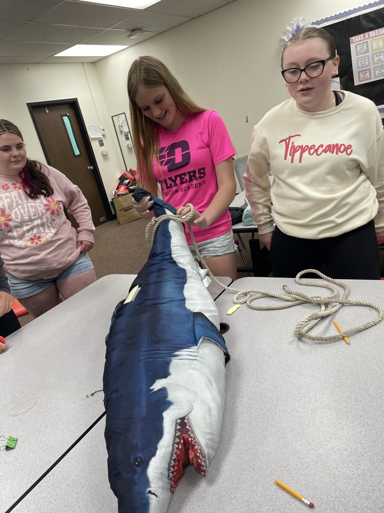 TMS students learn about  sharks and marine animals during a Lunch and Learn.