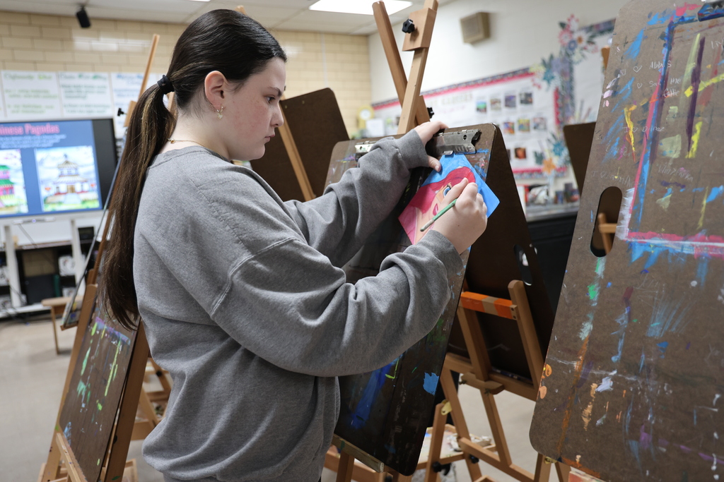 TMS student working on her art project.