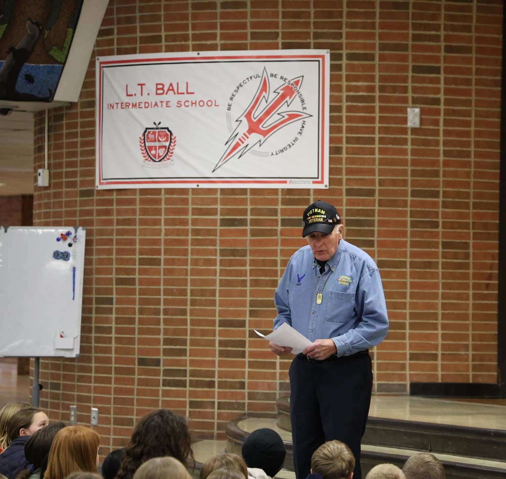 A veteran who received a letter from an L.T. Ball student talks about his military service.  