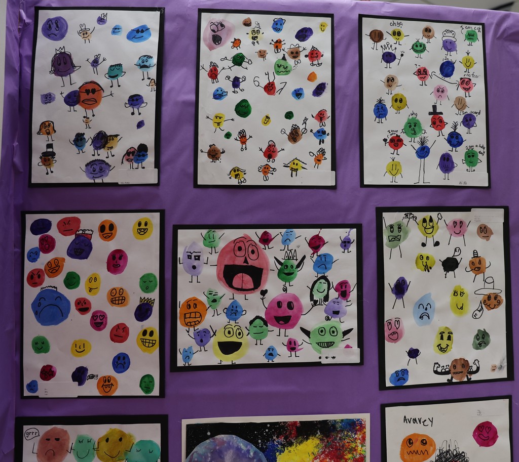 A student art projects on display at Elevate the Arts.