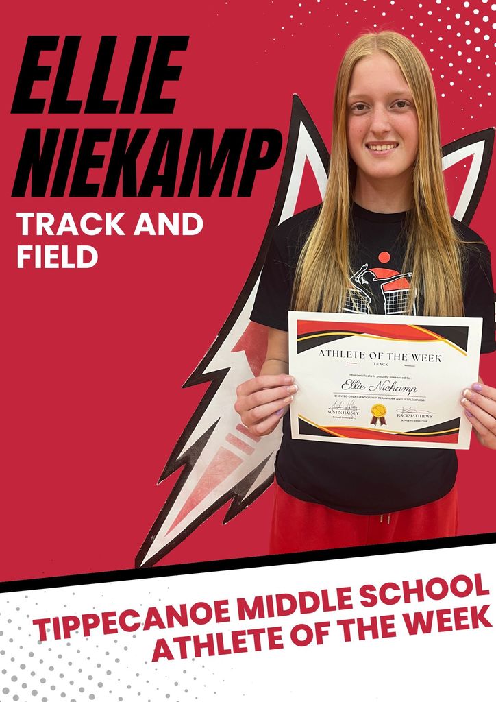 Tippecanoe Middle School Athlete of the Week.  
