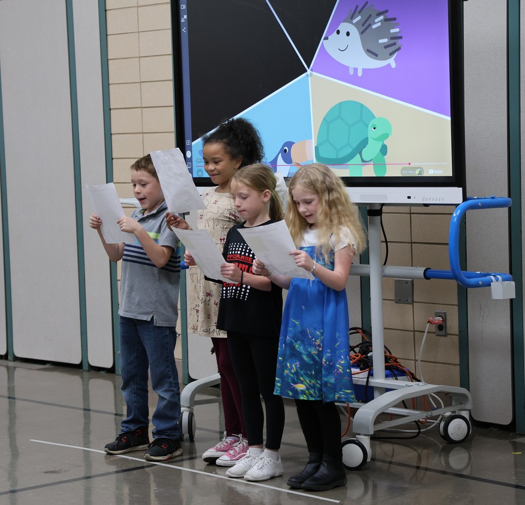 Broadway Elementary students give a presentation on animals.  