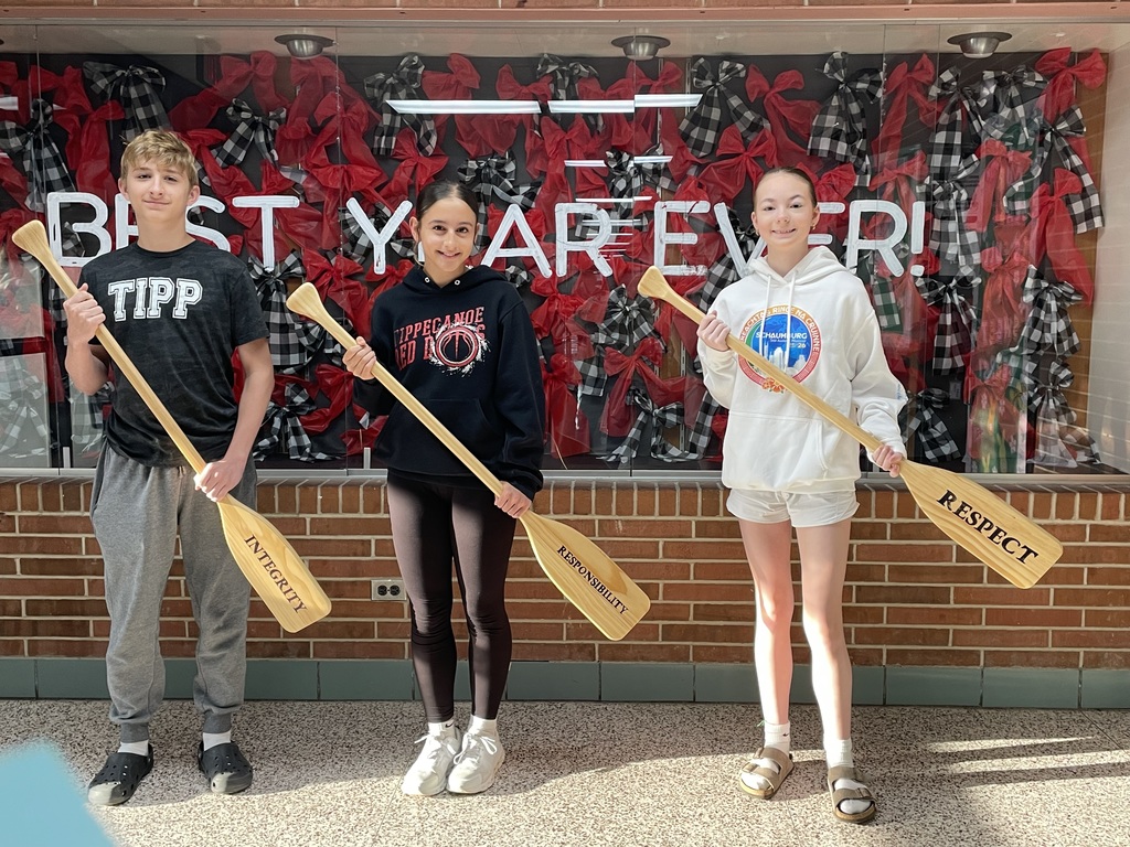 Tippecanoe Middle School Crew of the Week with the oars that say integrity, responsibility, and respect.