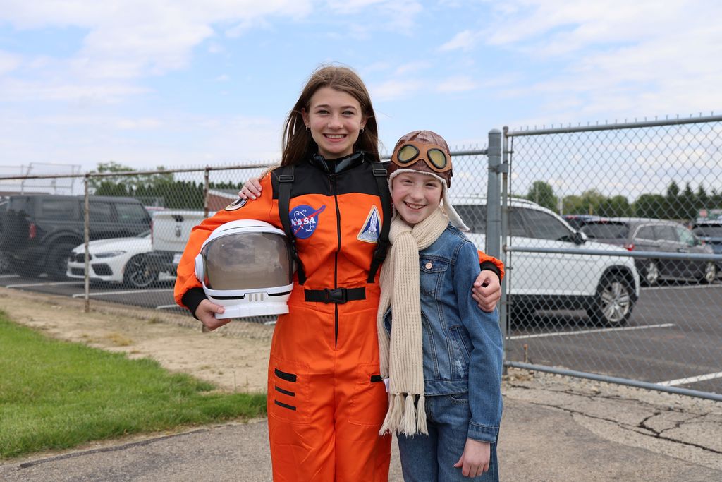 Two LT Ball students dress as NASA astronaut and Amelia Earhart.  