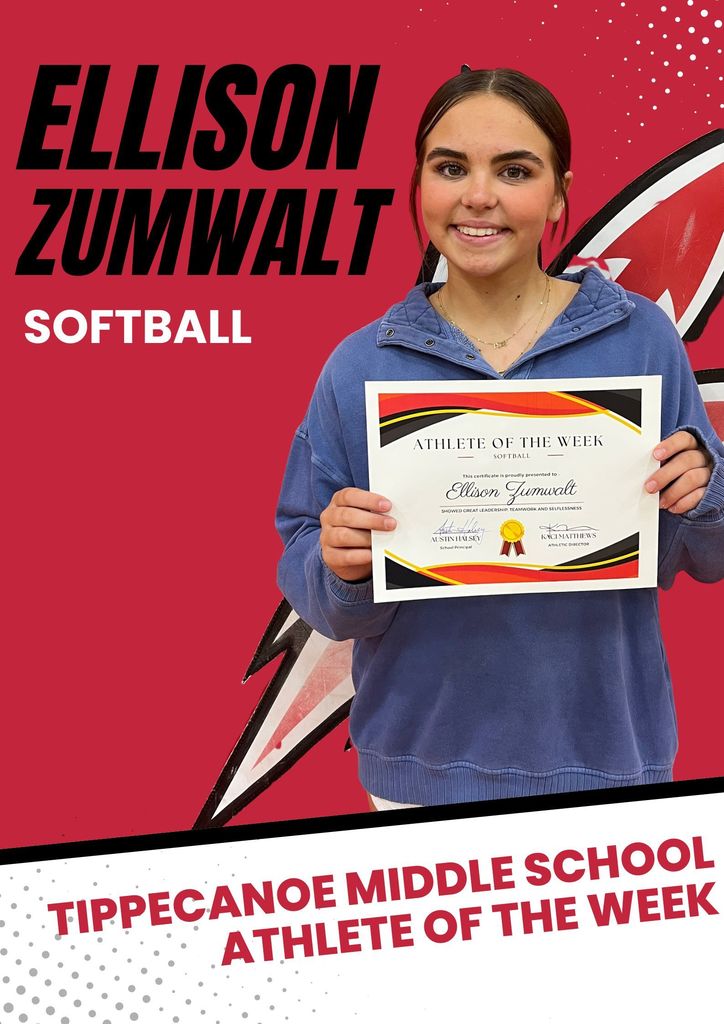 Tippecanoe Middle School Athlete of the Week.  