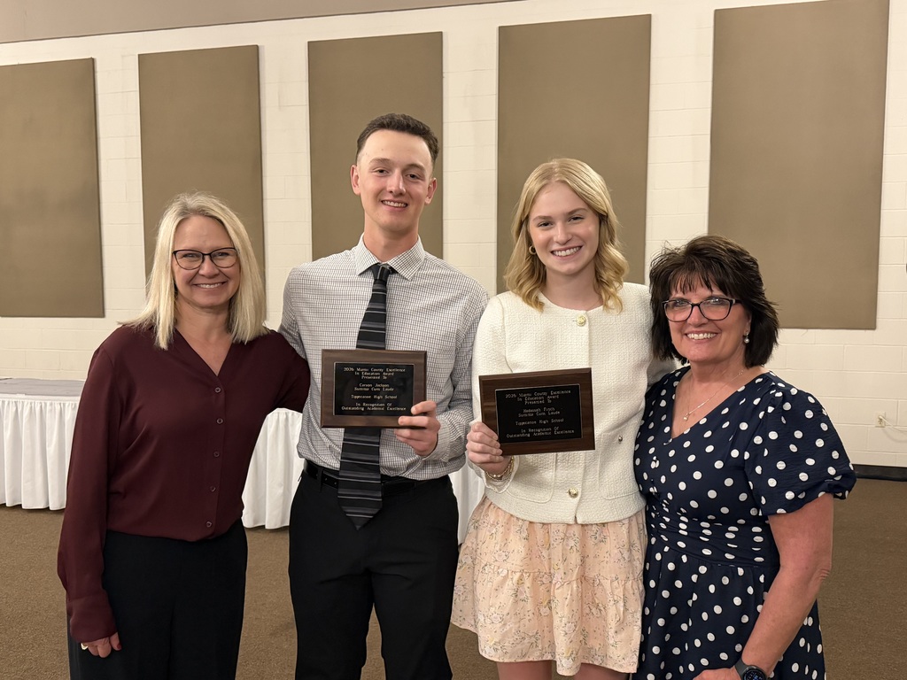The two THS recipients of the Miami County Excellence in Education Award and their influential educators.
