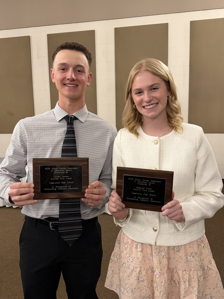 The two THS recipients of the Miami County Excellence in Education Award.