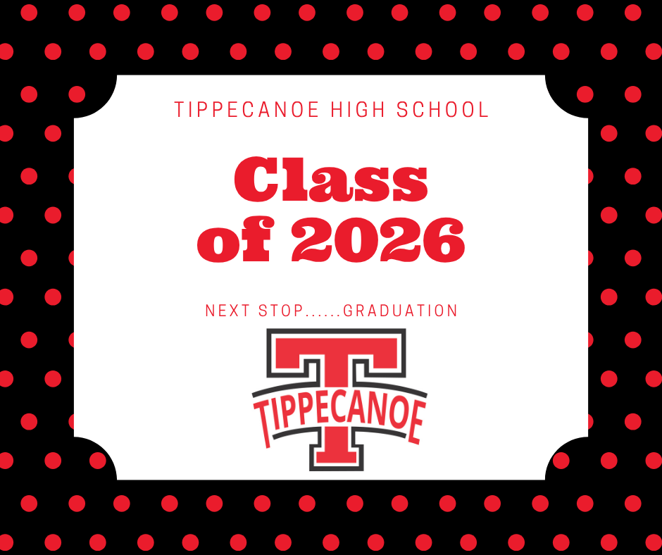 Tippecanoe High School Class of 2026 graphic in red, black and white