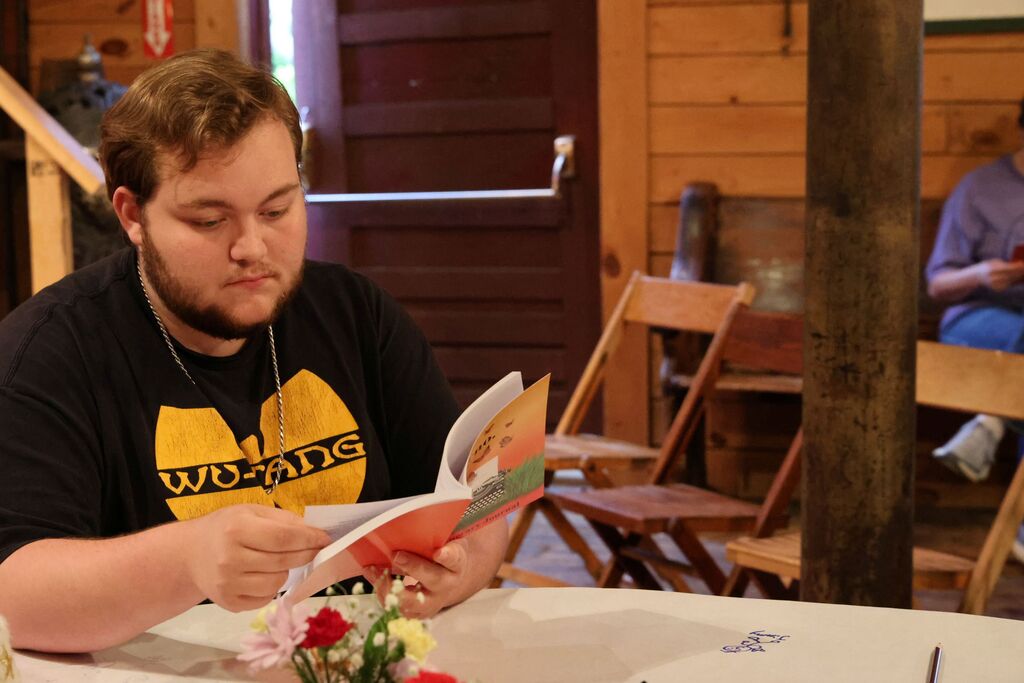A student reads the Inferno.