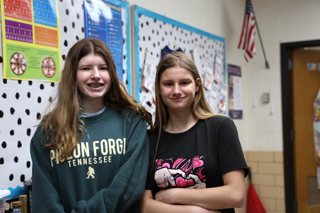 TMS students pose after closing the "coffee shop" for the year.