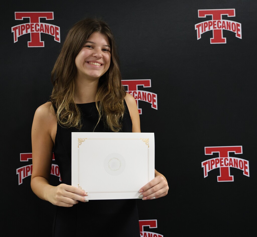 THS BOE honoree hold her certificate for success with FCCLA.