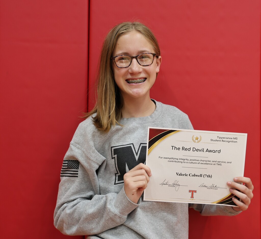 A picture of 7th grade Red Devil Award recipient.