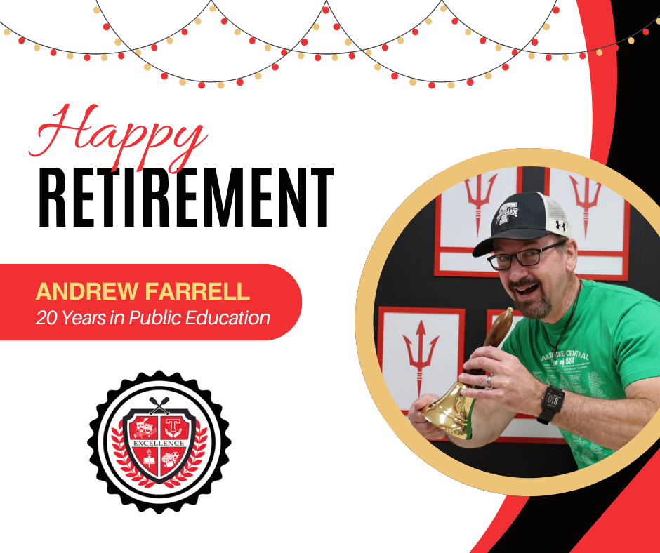 Happy Retirement graphic for Andrew Farrell.