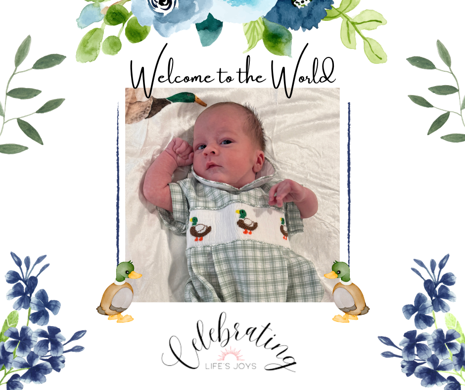 Graphic for Celebrating Life's Joys. New baby.