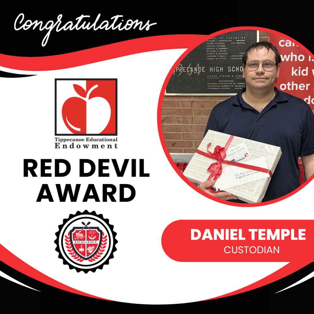 Graphic to congratulate the TEE Red Devil Award honoree. 