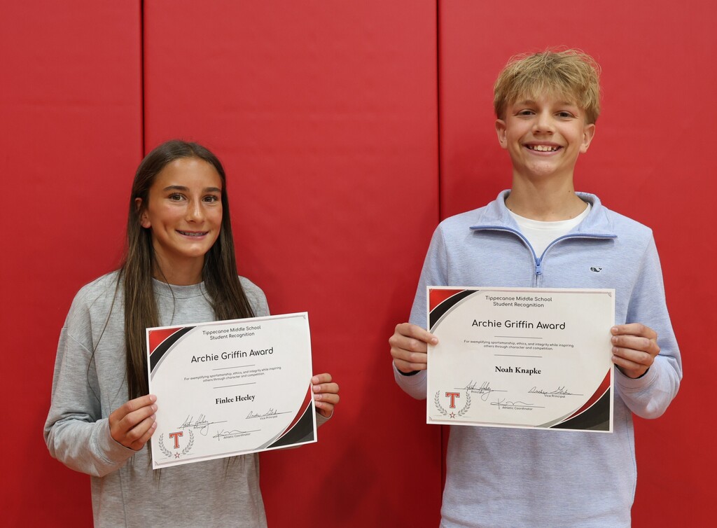 Archie Griffin 7th Grade winners Finlee Heeley and Noah Knapke.