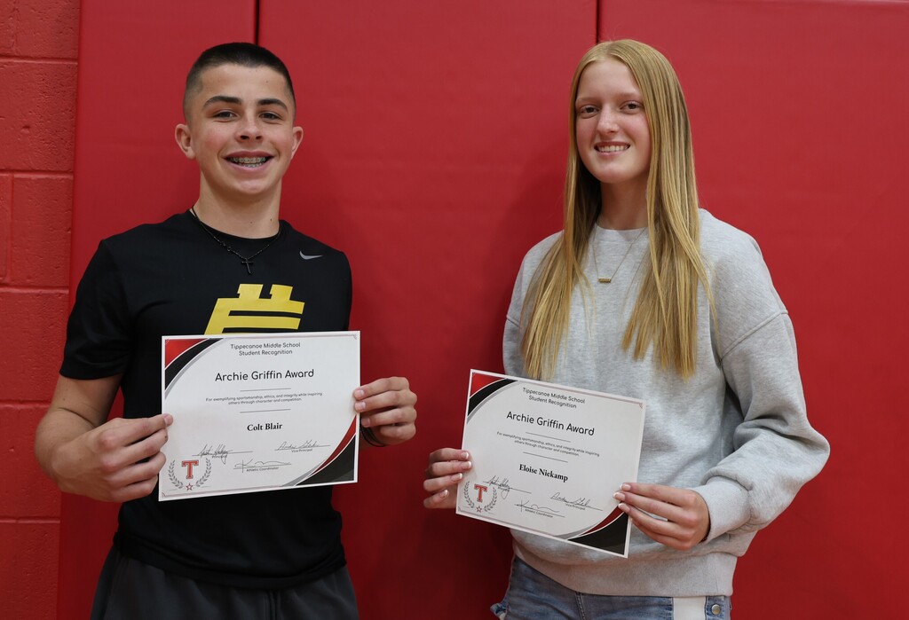 TMS 8th Archie Griffin Award recipients with the certificates.