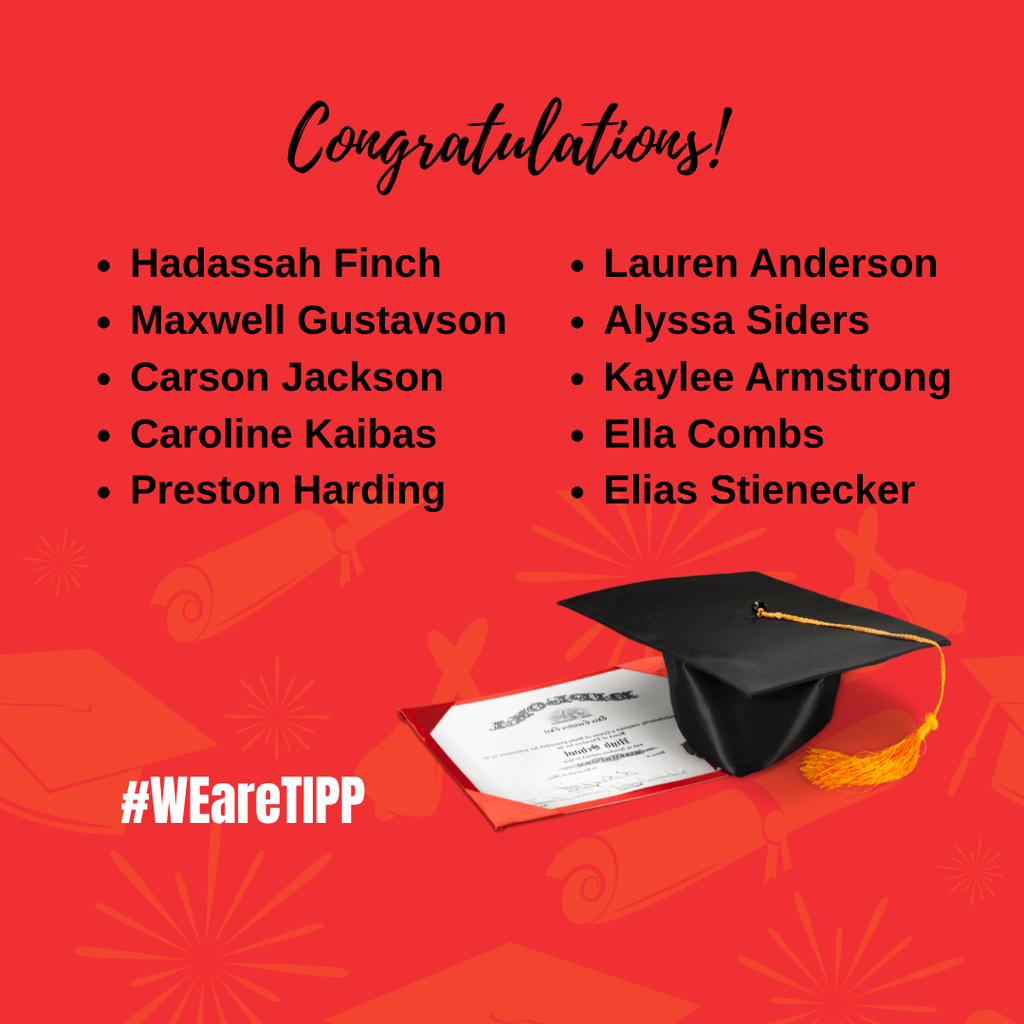 A graphic with the names of ten Class of 2026 students who were awarded a scholarship.