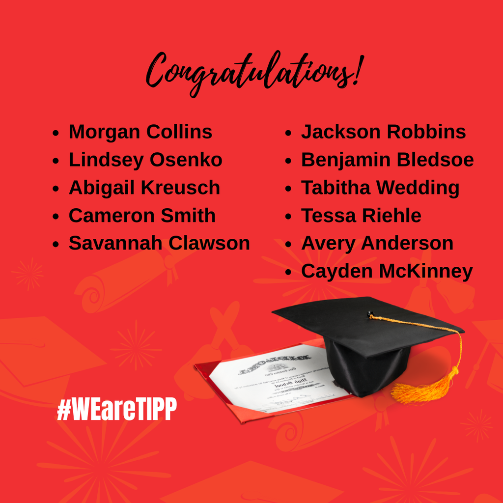A graphic with the names of ten Class of 2026 students who were awarded a scholarship.