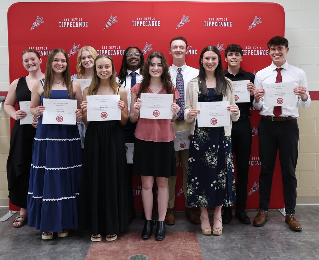 A group of THS students with their certificates after being awarded a $1,500 scholarship.