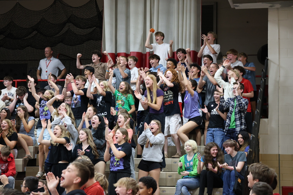 Students cheer on their peers who are performing in the TMS talent show.
