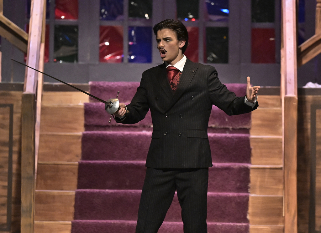 THS student in character during The Addams Family.