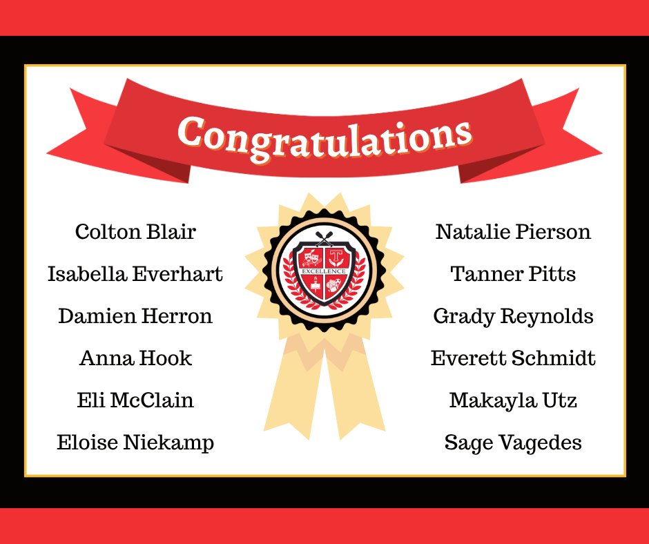 Congratulations to our 8th grade Student Engagement Award recipients.
