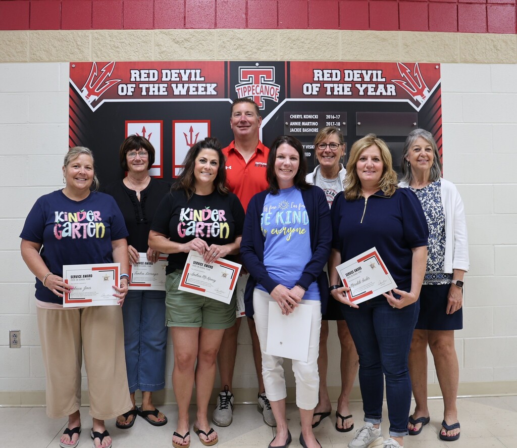 Tipp City Schools staff members who were recognized for 25 years of service.