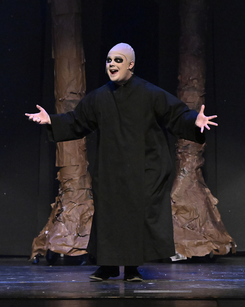 A THS student performs in his role as Fester Addams for the school's spring musical The Addams Family.