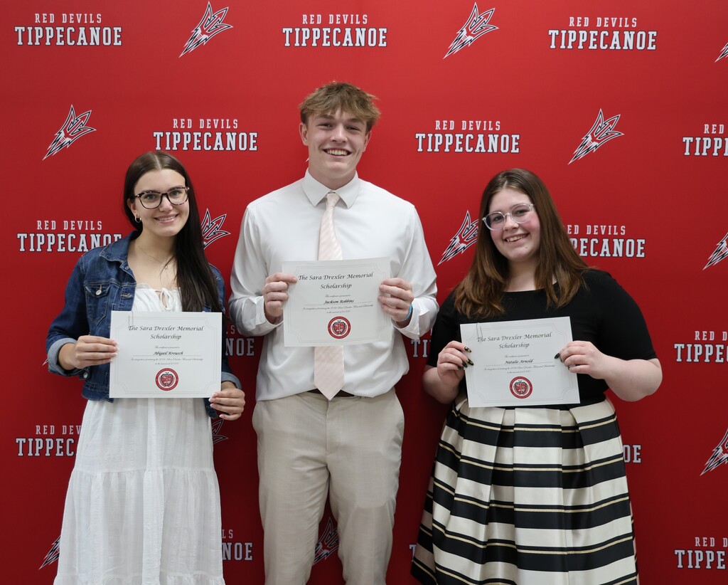Three Class of 2026 graduates who are the recipients of the Sara Drexler scholarship.