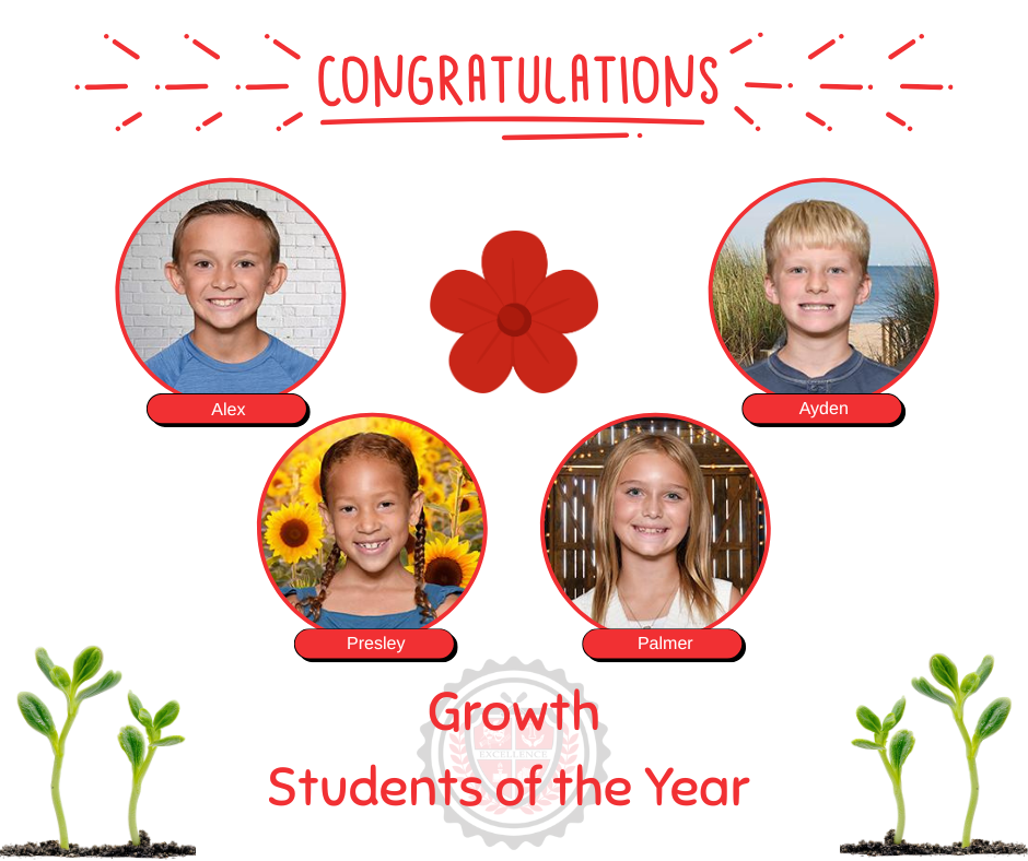 Third grade Growth Students of the Year.