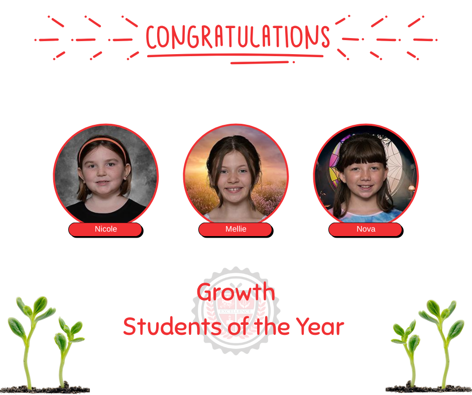Third grade Growth Students of the Year.