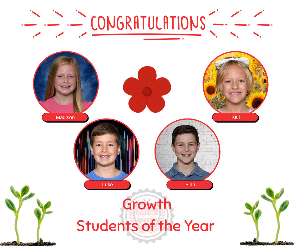 Growth Students of the Year at LT Ball.   We congratulate 4 more fourth graders.