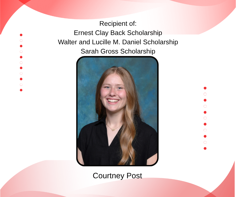 Graphic to congratulate a student who won three scholarships.