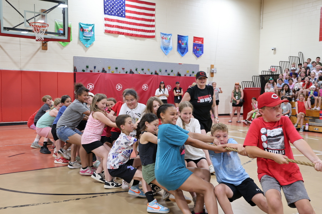 L.T. Ball students are intense as they compete in the tug-of-war.