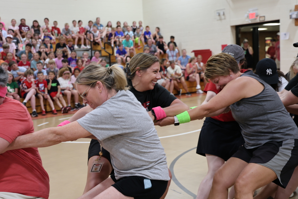 L.T. Ball staff are serious as they compete in the tug-of-war.