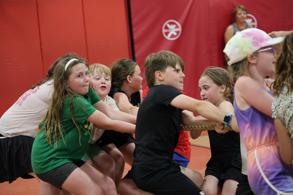 L.T. Ball students are intense as they compete in the tug-of-war.