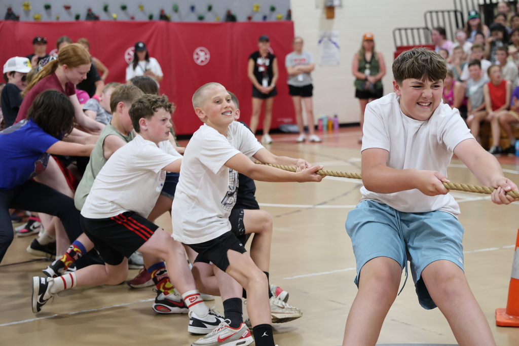 L.T. Ball students are intense as they compete in the tug-of-war.
