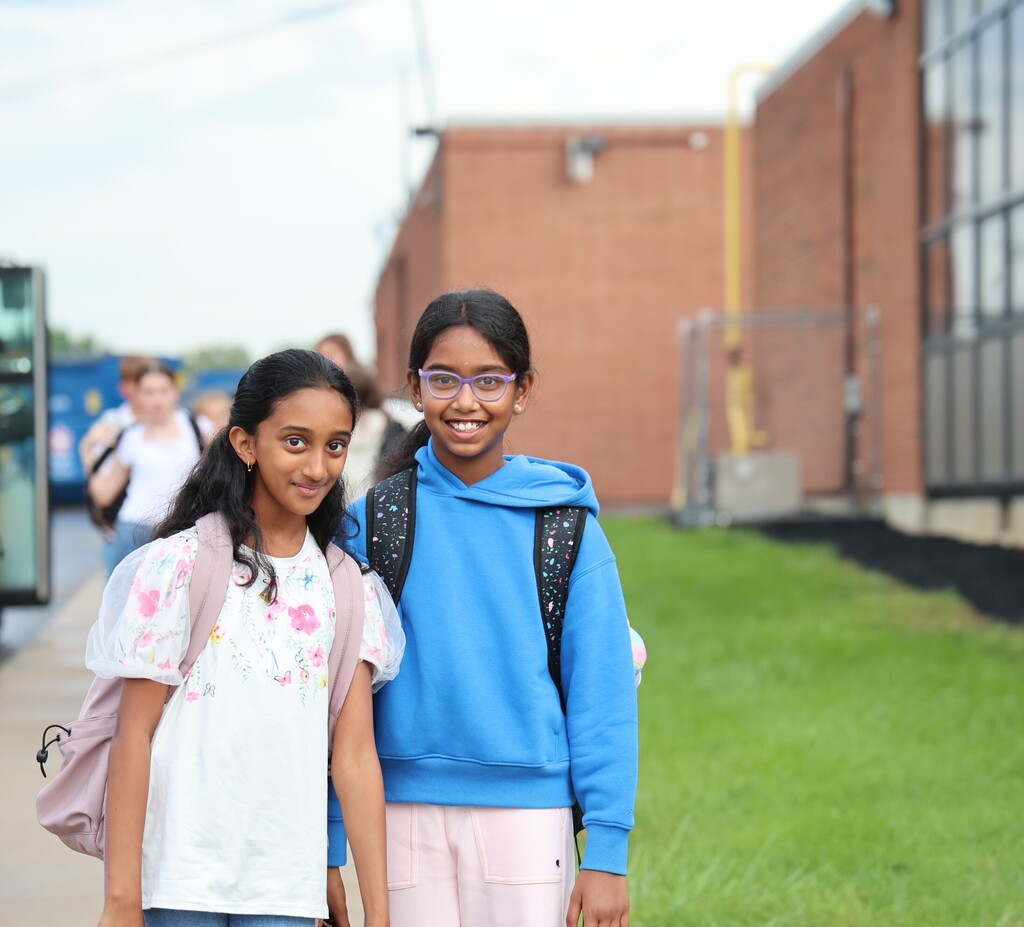 TMS students outside the building on the first day of a new school year.