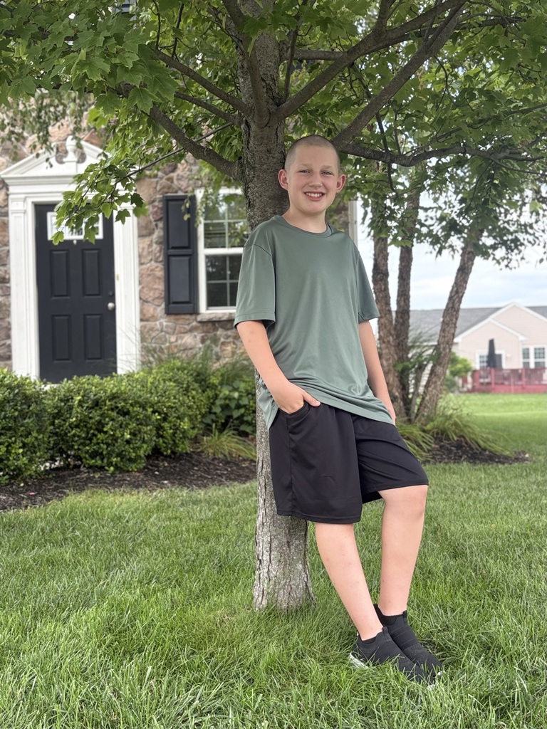 A student on the first day of a new school year.  