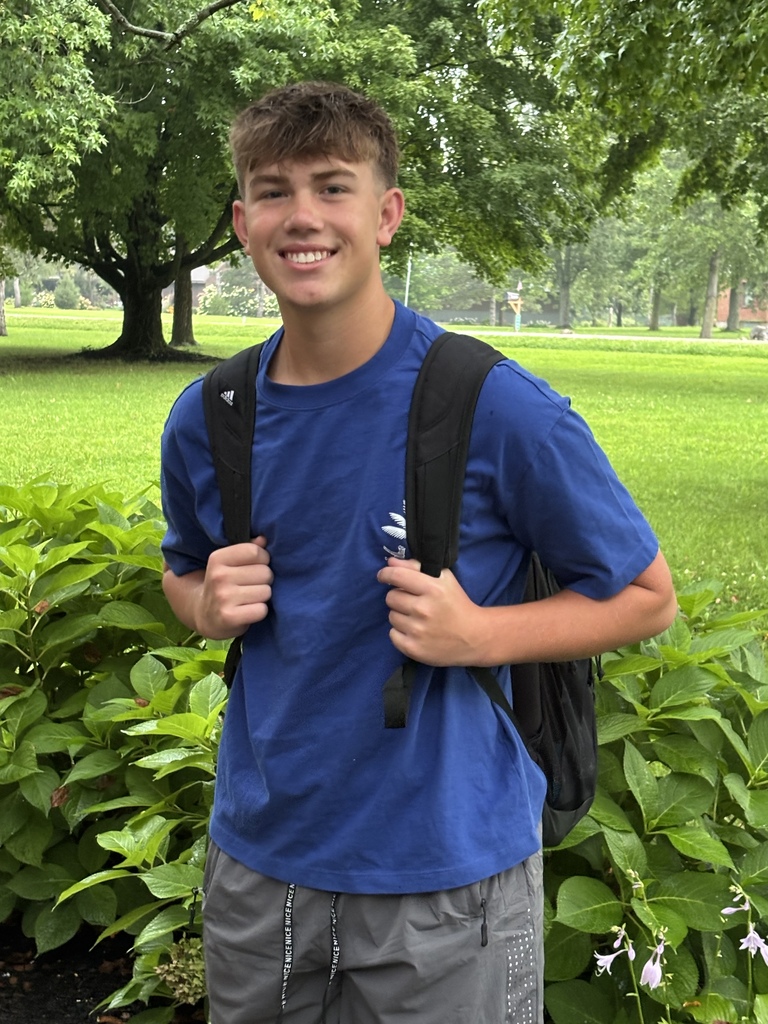 A student on the first day of a new school year.  
