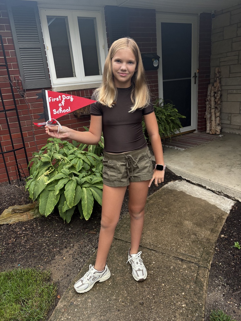 A student on the first day of a new school year.  
