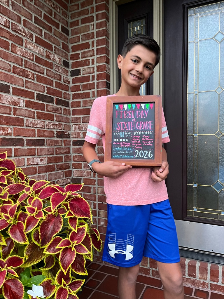 A student on the first day of a new school year.  